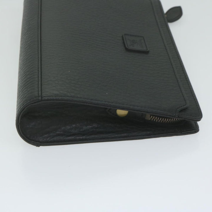 BurberrySs Clutch Bag Leather Black Auth ac2560