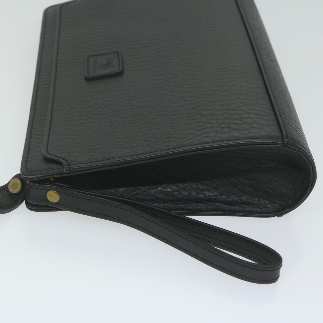 BurberrySs Clutch Bag Leather Black Auth ac2560