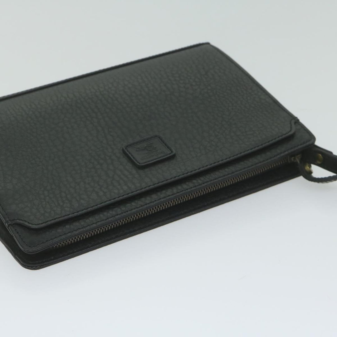BurberrySs Clutch Bag Leather Black Auth ac2560
