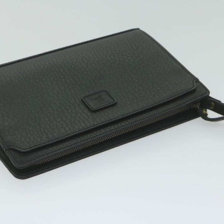 BurberrySs Clutch Bag Leather Black Auth ac2560