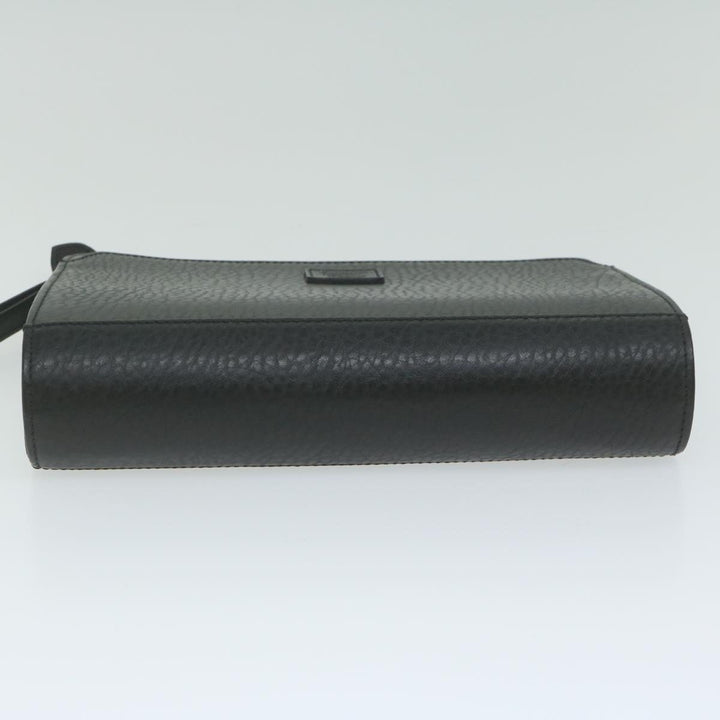 BurberrySs Clutch Bag Leather Black Auth ac2560