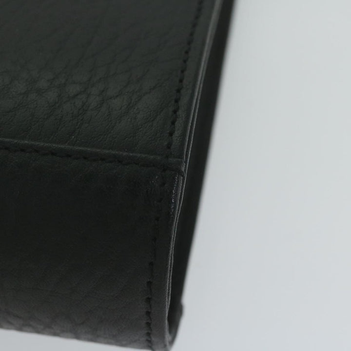 BurberrySs Clutch Bag Leather Black Auth ac2560