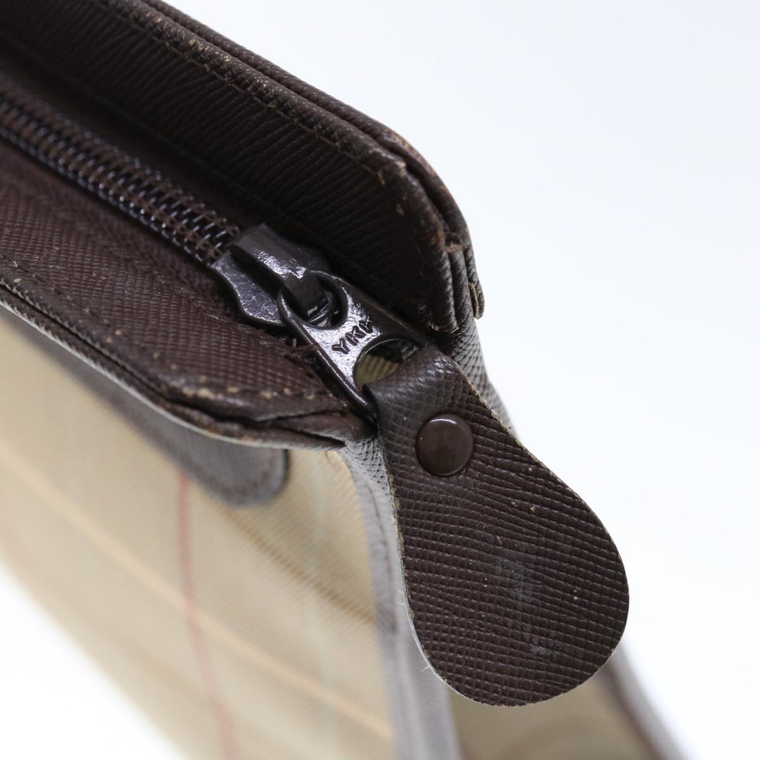 BurberrySs Nova Check Clutch Bag Nylon Canvas Beige Auth ac2672