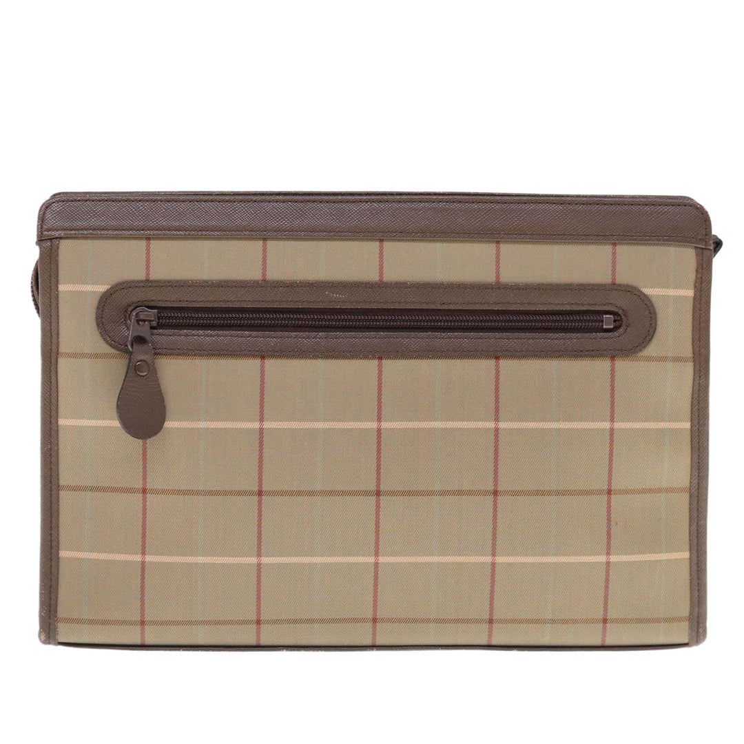 BurberrySs Nova Check Clutch Bag Nylon Canvas Beige Auth ac2672