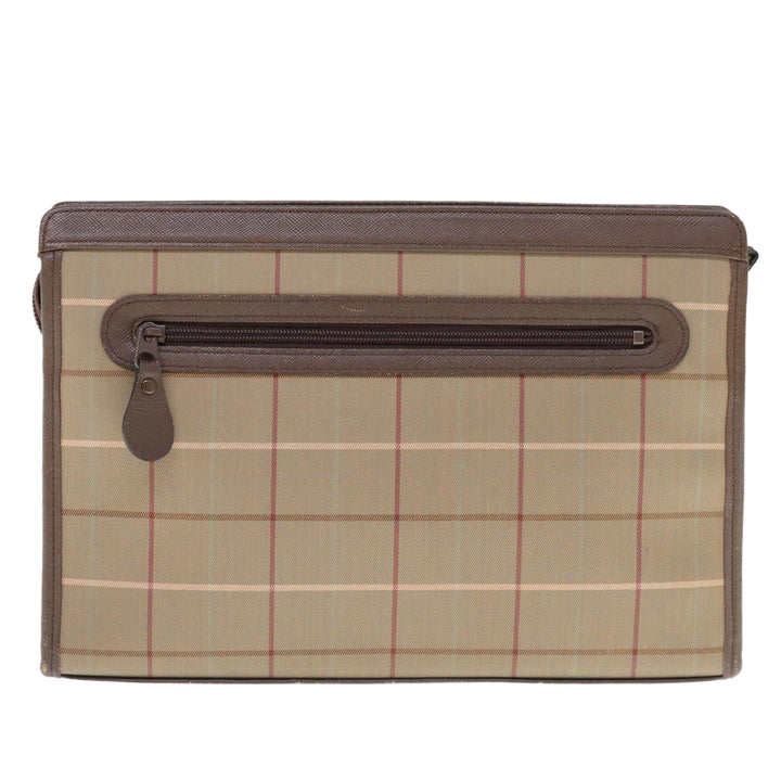 BurberrySs Nova Check Clutch Bag Nylon Canvas Beige Auth ac2672