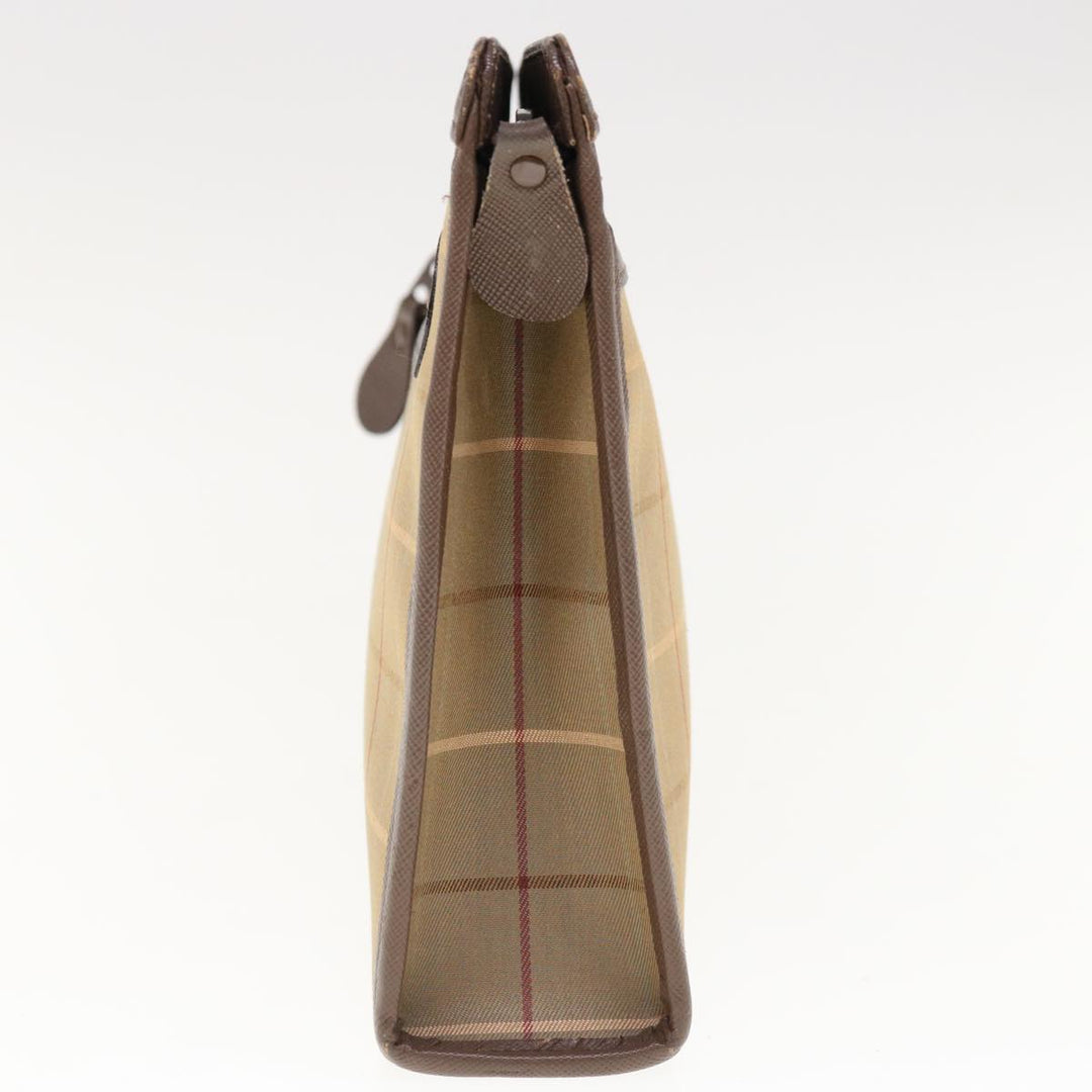 BurberrySs Nova Check Clutch Bag Nylon Canvas Beige Auth ac2672