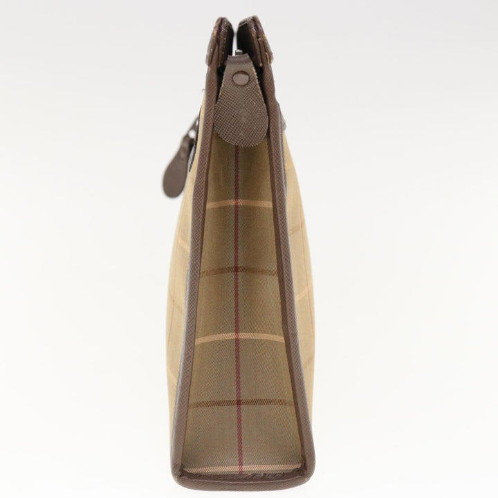 BurberrySs Nova Check Clutch Bag Nylon Canvas Beige Auth ac2672