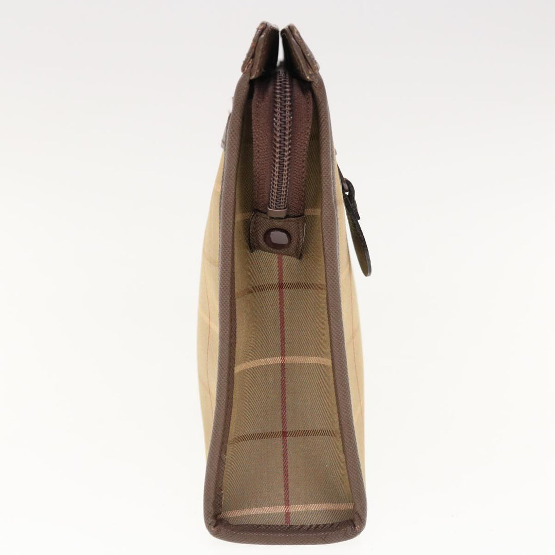 BurberrySs Nova Check Clutch Bag Nylon Canvas Beige Auth ac2672