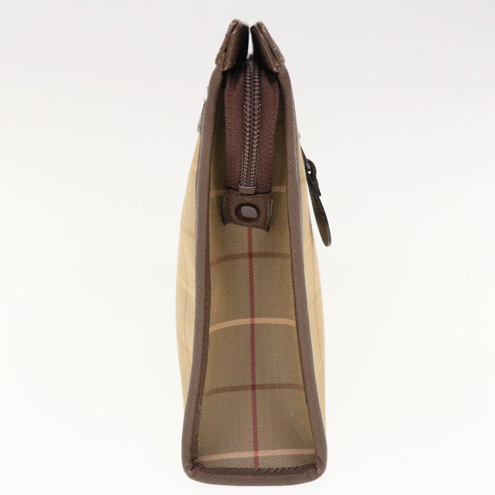 BurberrySs Nova Check Clutch Bag Nylon Canvas Beige Auth ac2672
