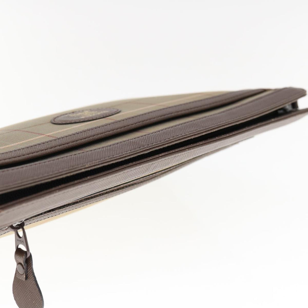 BurberrySs Nova Check Clutch Bag Nylon Canvas Beige Auth ac2672