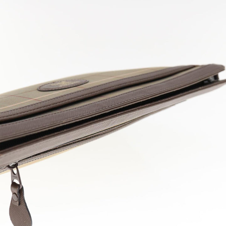 BurberrySs Nova Check Clutch Bag Nylon Canvas Beige Auth ac2672
