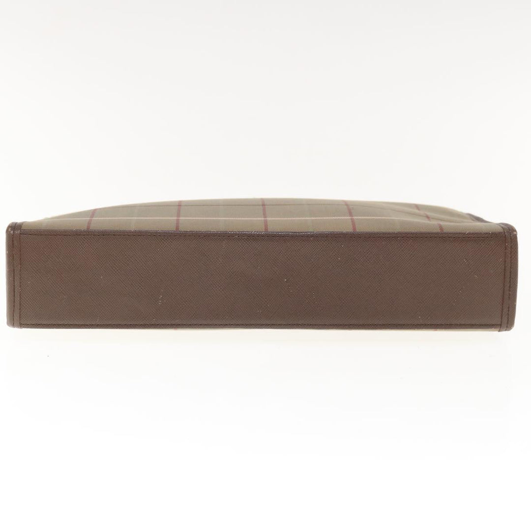 BurberrySs Nova Check Clutch Bag Nylon Canvas Beige Auth ac2672
