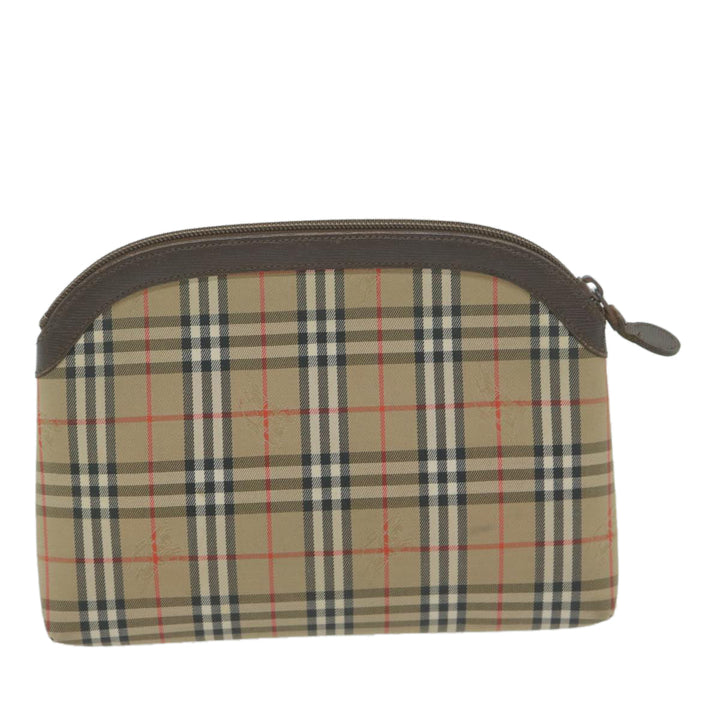 BurberrySs Nova Check Clutch Bag Nylon Canvas Beige Auth ac2674