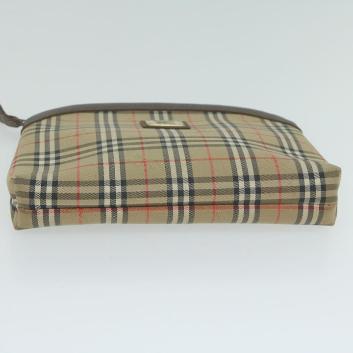 BurberrySs Nova Check Clutch Bag Nylon Canvas Beige Auth ac2674