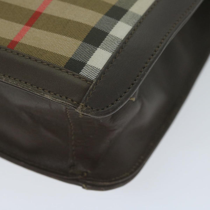 BurberrySs Nova Check Clutch Bag Nylon Canvas Beige Auth ac2675