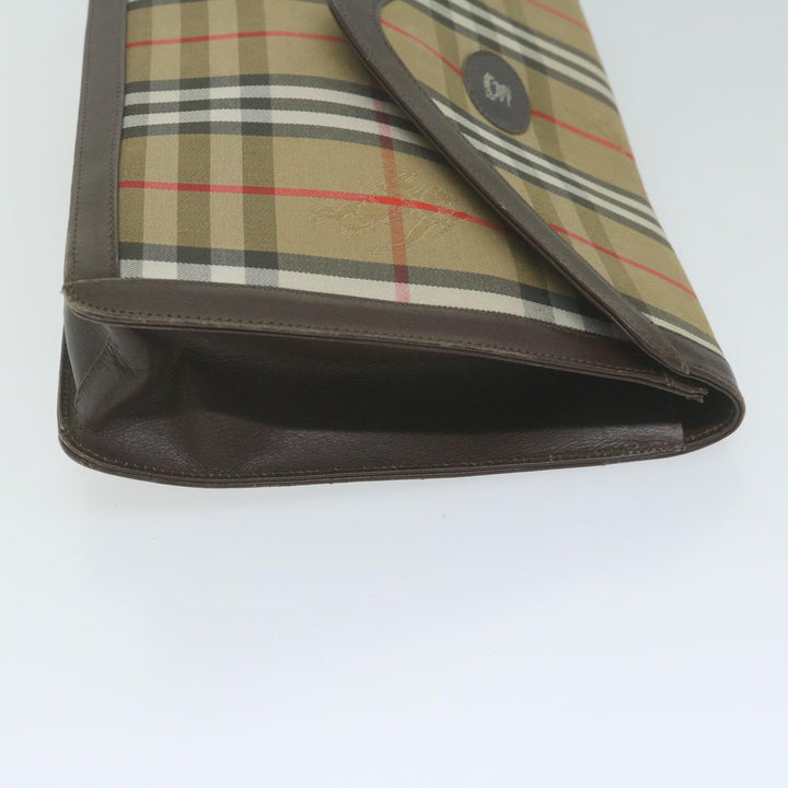 BurberrySs Nova Check Clutch Bag Nylon Canvas Beige Auth ac2675