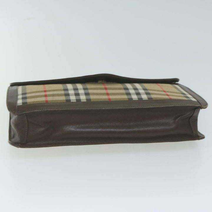 BurberrySs Nova Check Clutch Bag Nylon Canvas Beige Auth ac2675