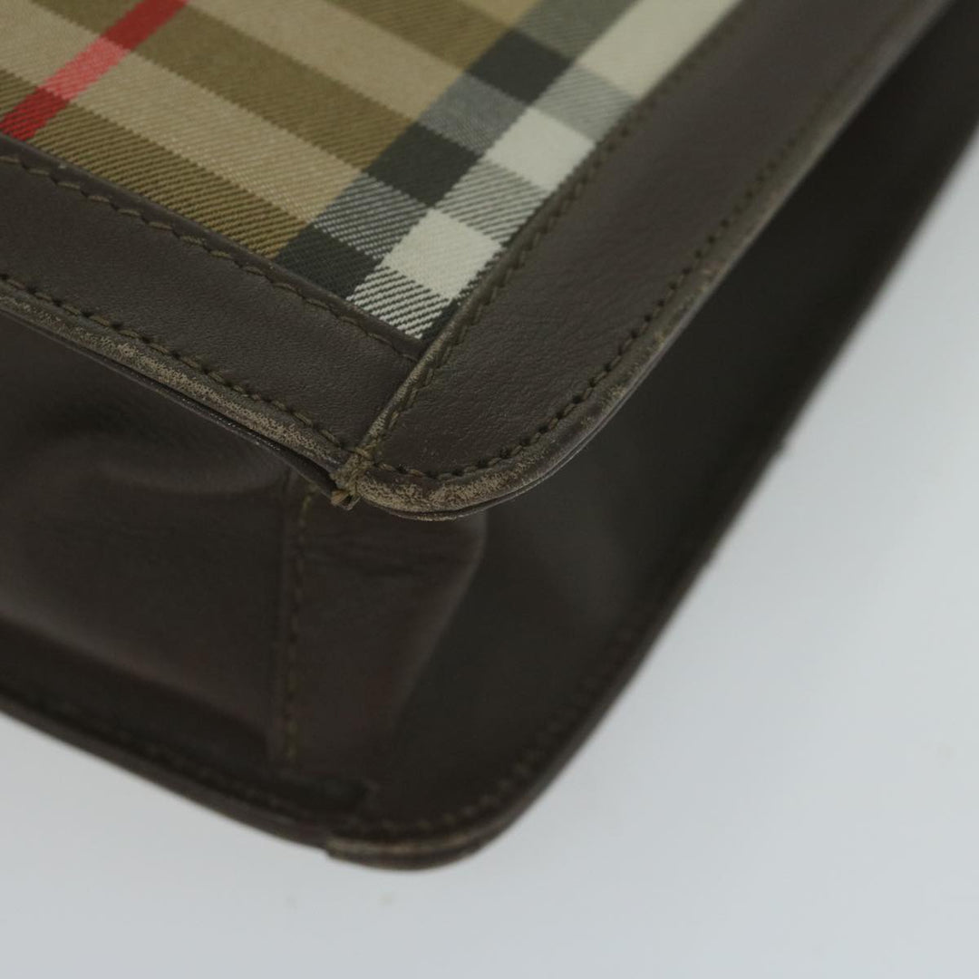 BurberrySs Nova Check Clutch Bag Nylon Canvas Beige Auth ac2675