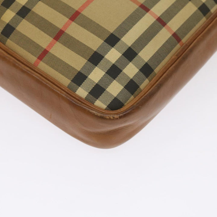 BurberrySs Nova Check Clutch Bag Canvas Beige Brown Auth ac2697