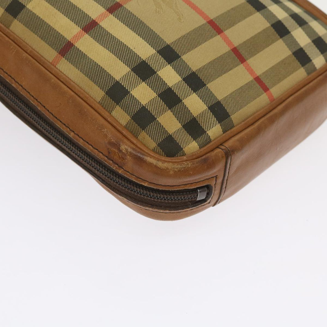 BurberrySs Nova Check Clutch Bag Canvas Beige Brown Auth ac2697