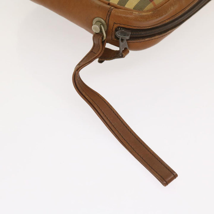 BurberrySs Nova Check Clutch Bag Canvas Beige Brown Auth ac2697