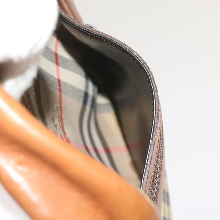 BurberrySs Nova Check Clutch Bag Canvas Beige Brown Auth ac2697
