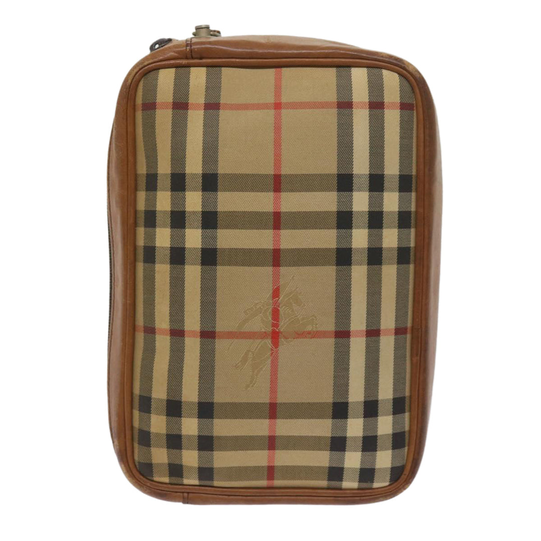 BurberrySs Nova Check Clutch Bag Canvas Beige Brown Auth ac2697