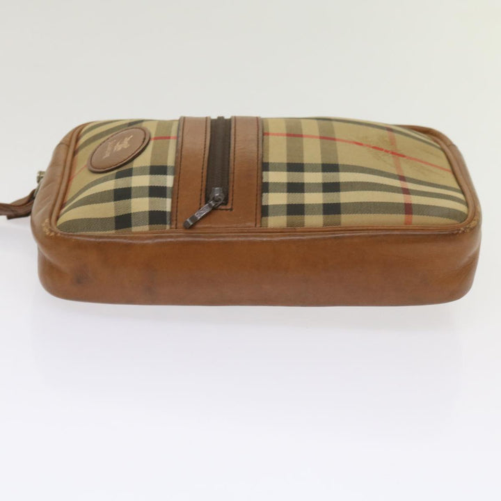 BurberrySs Nova Check Clutch Bag Canvas Beige Brown Auth ac2697
