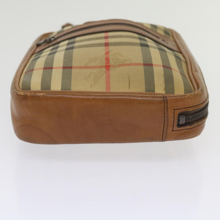 BurberrySs Nova Check Clutch Bag Canvas Beige Brown Auth ac2697