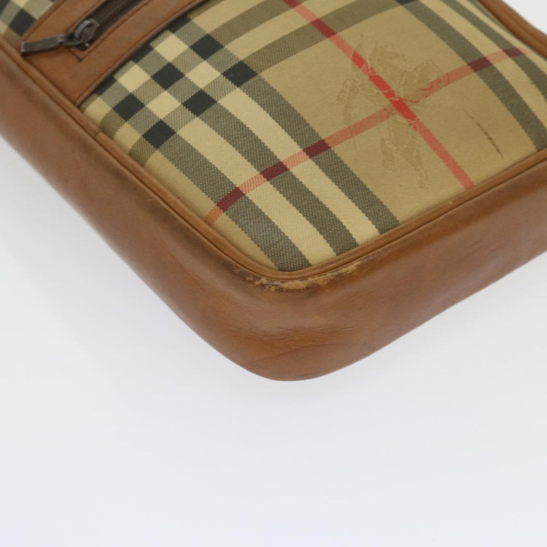 BurberrySs Nova Check Clutch Bag Canvas Beige Brown Auth ac2697