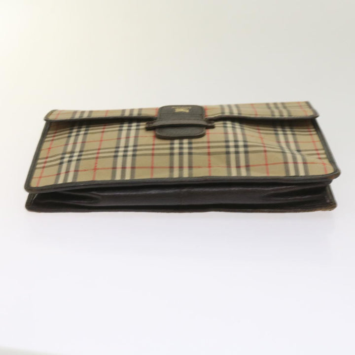 BurberrySs Nova Check Clutch Bag Canvas 2Set Beige Brown Auth ac2698