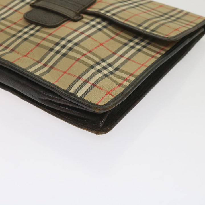 BurberrySs Nova Check Clutch Bag Canvas 2Set Beige Brown Auth ac2698