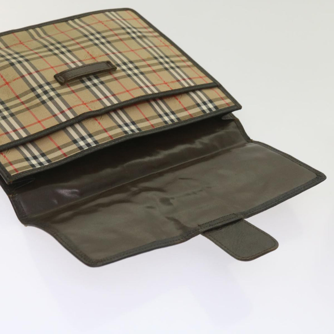 BurberrySs Nova Check Clutch Bag Canvas 2Set Beige Brown Auth ac2698