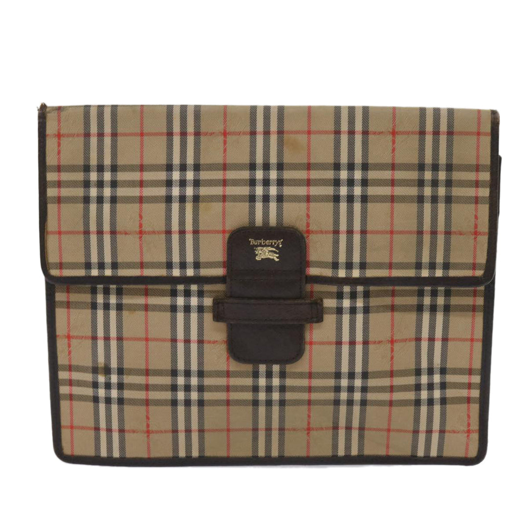 BurberrySs Nova Check Clutch Bag Canvas 2Set Beige Brown Auth ac2698