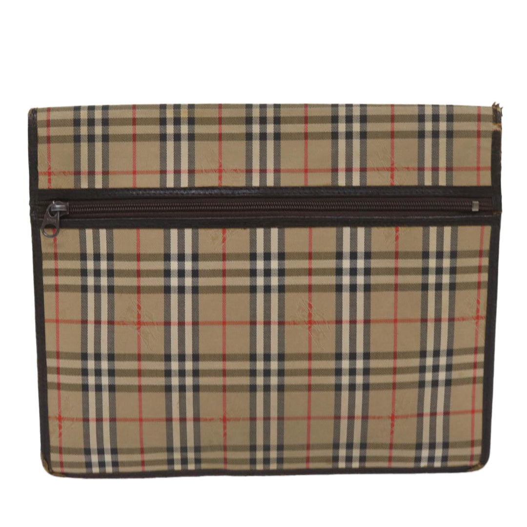 BurberrySs Nova Check Clutch Bag Canvas 2Set Beige Brown Auth ac2698
