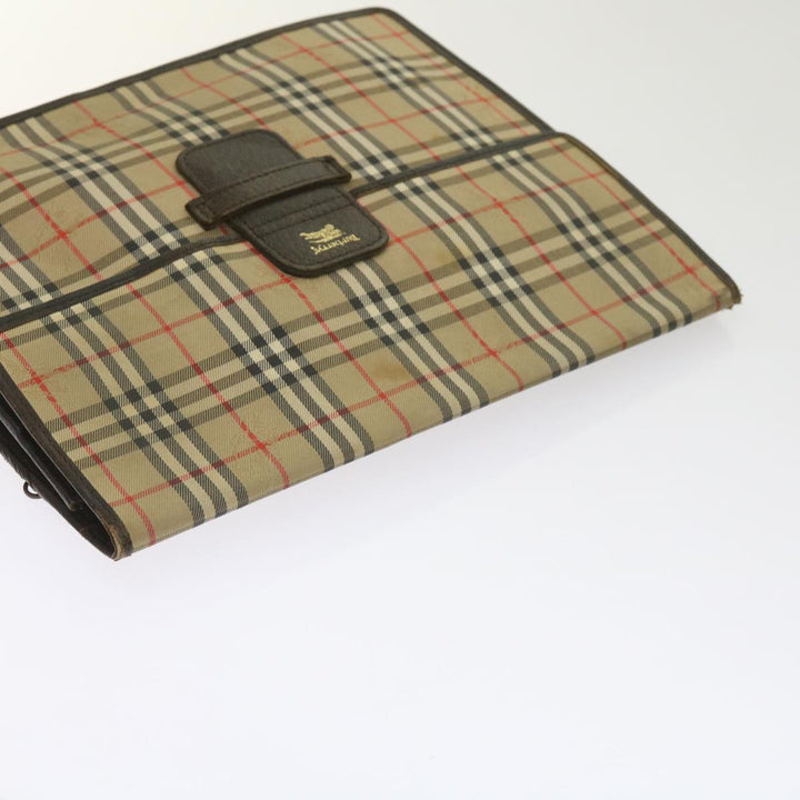 BurberrySs Nova Check Clutch Bag Canvas 2Set Beige Brown Auth ac2698