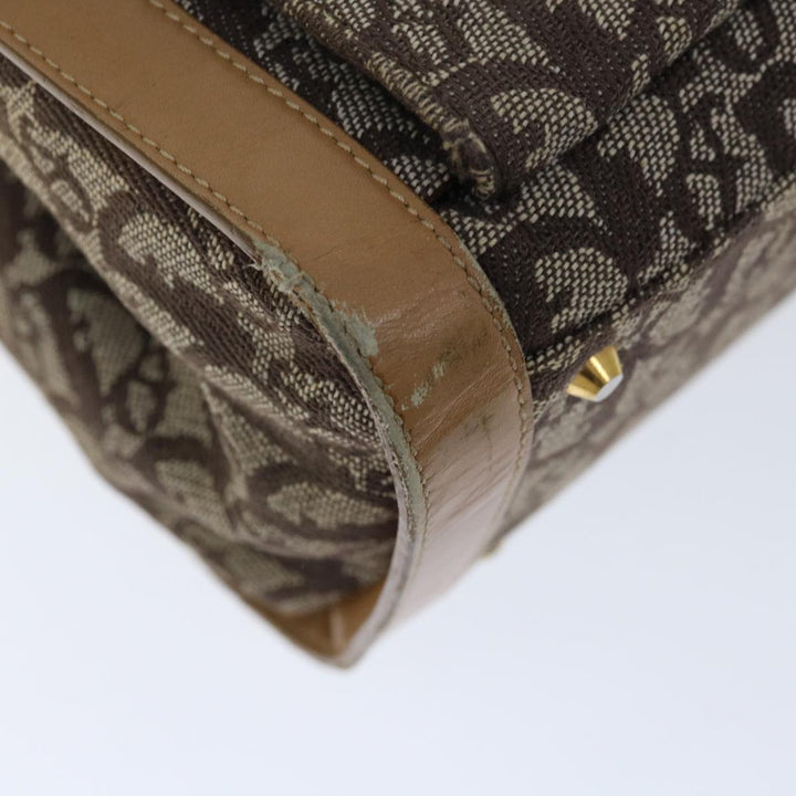 CHRISTIAN Top quality Dior Trotter Canvas Hand Bag Beige Auth ac2771