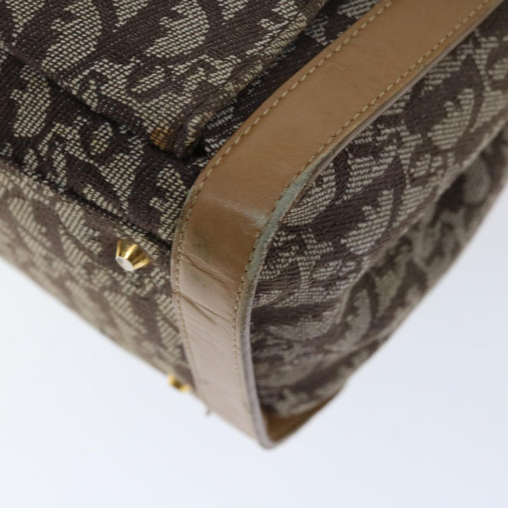 CHRISTIAN Top quality Dior Trotter Canvas Hand Bag Beige Auth ac2771