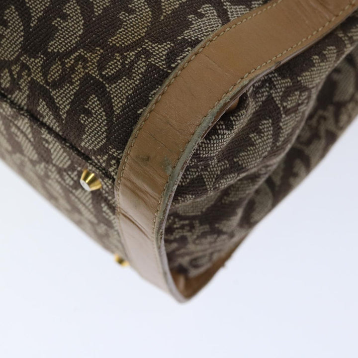 CHRISTIAN Top quality Dior Trotter Canvas Hand Bag Beige Auth ac2771
