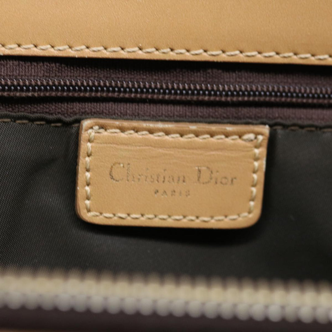 CHRISTIAN Top quality Dior Trotter Canvas Hand Bag Beige Auth ac2771