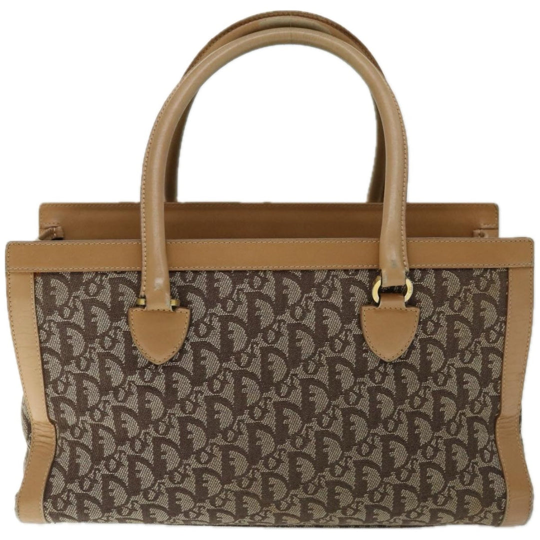 CHRISTIAN Top quality Dior Trotter Canvas Hand Bag Beige Auth ac2771