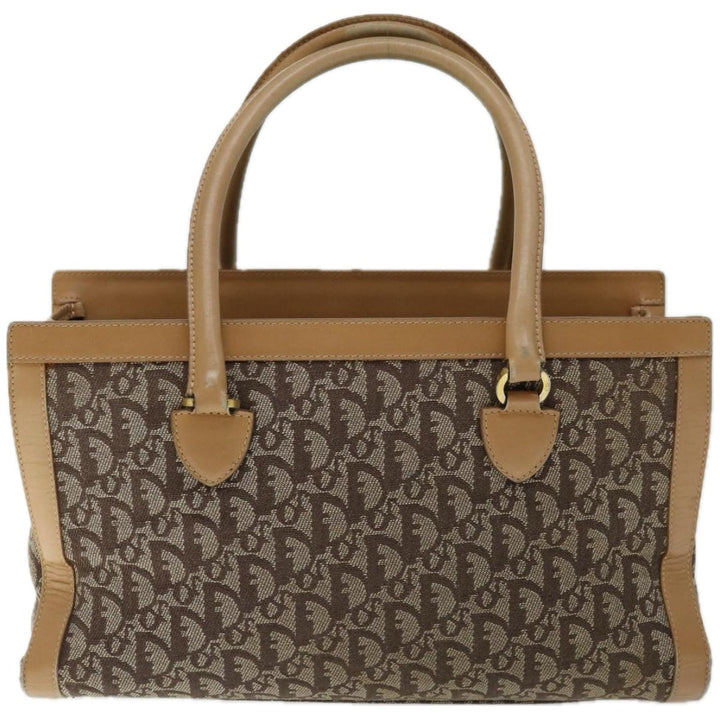 CHRISTIAN Top quality Dior Trotter Canvas Hand Bag Beige Auth ac2771