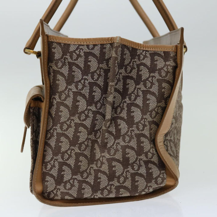 CHRISTIAN Top quality Dior Trotter Canvas Hand Bag Beige Auth ac2771