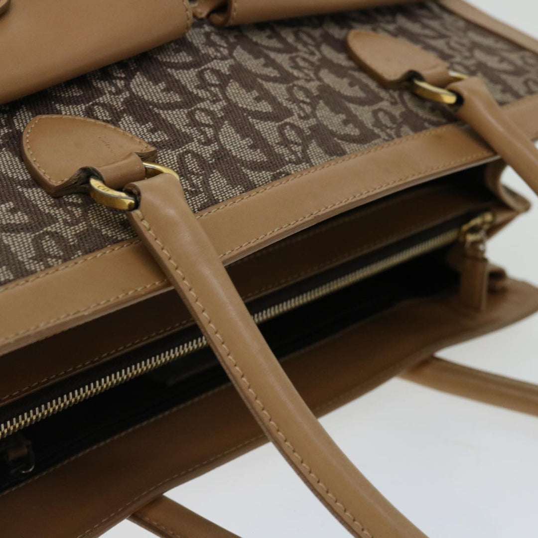CHRISTIAN Top quality Dior Trotter Canvas Hand Bag Beige Auth ac2771