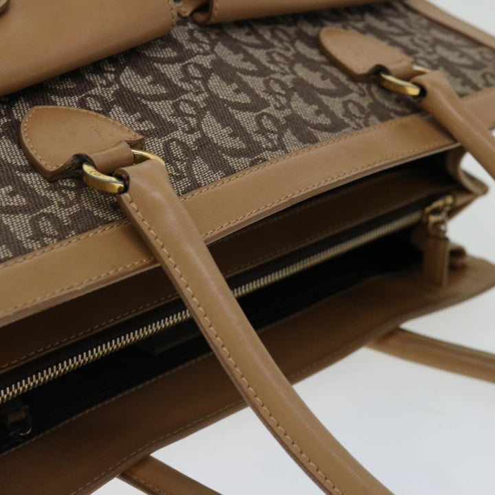 CHRISTIAN Top quality Dior Trotter Canvas Hand Bag Beige Auth ac2771