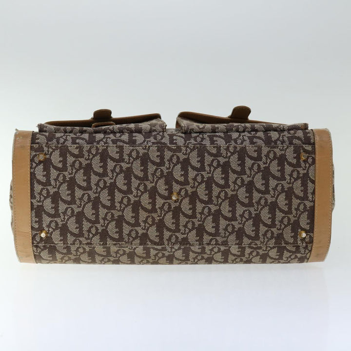 CHRISTIAN Top quality Dior Trotter Canvas Hand Bag Beige Auth ac2771