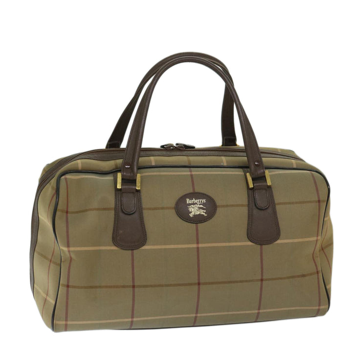 BurberrySs Nova Check Boston Bag Canvas Beige Auth ac2836