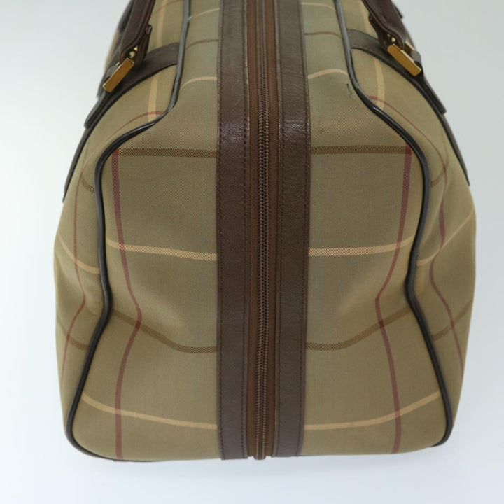 BurberrySs Nova Check Boston Bag Canvas Beige Auth ac2836