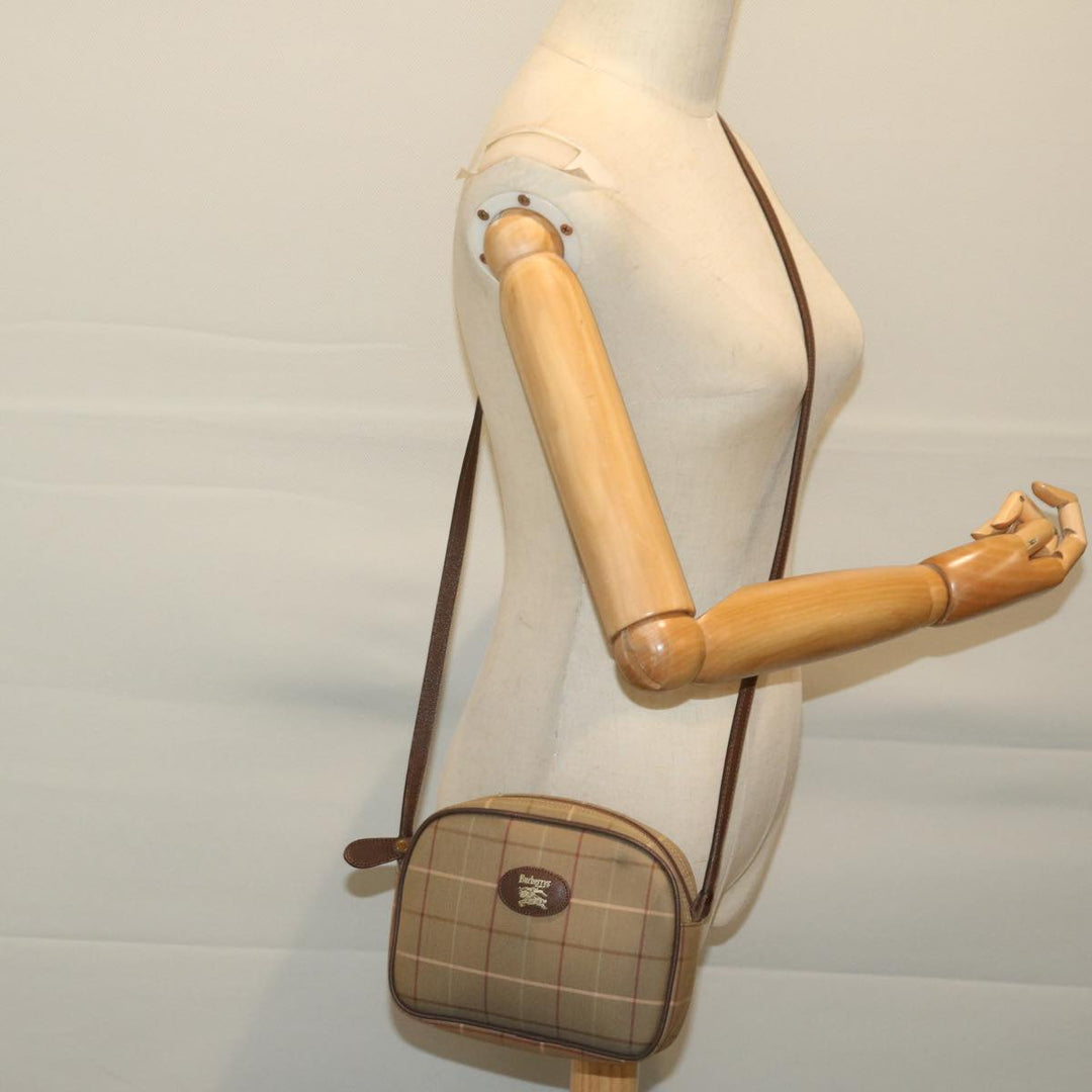 BURBERRYSs Nova Check Shoulder Bag Canvas Beige Auth ac2837