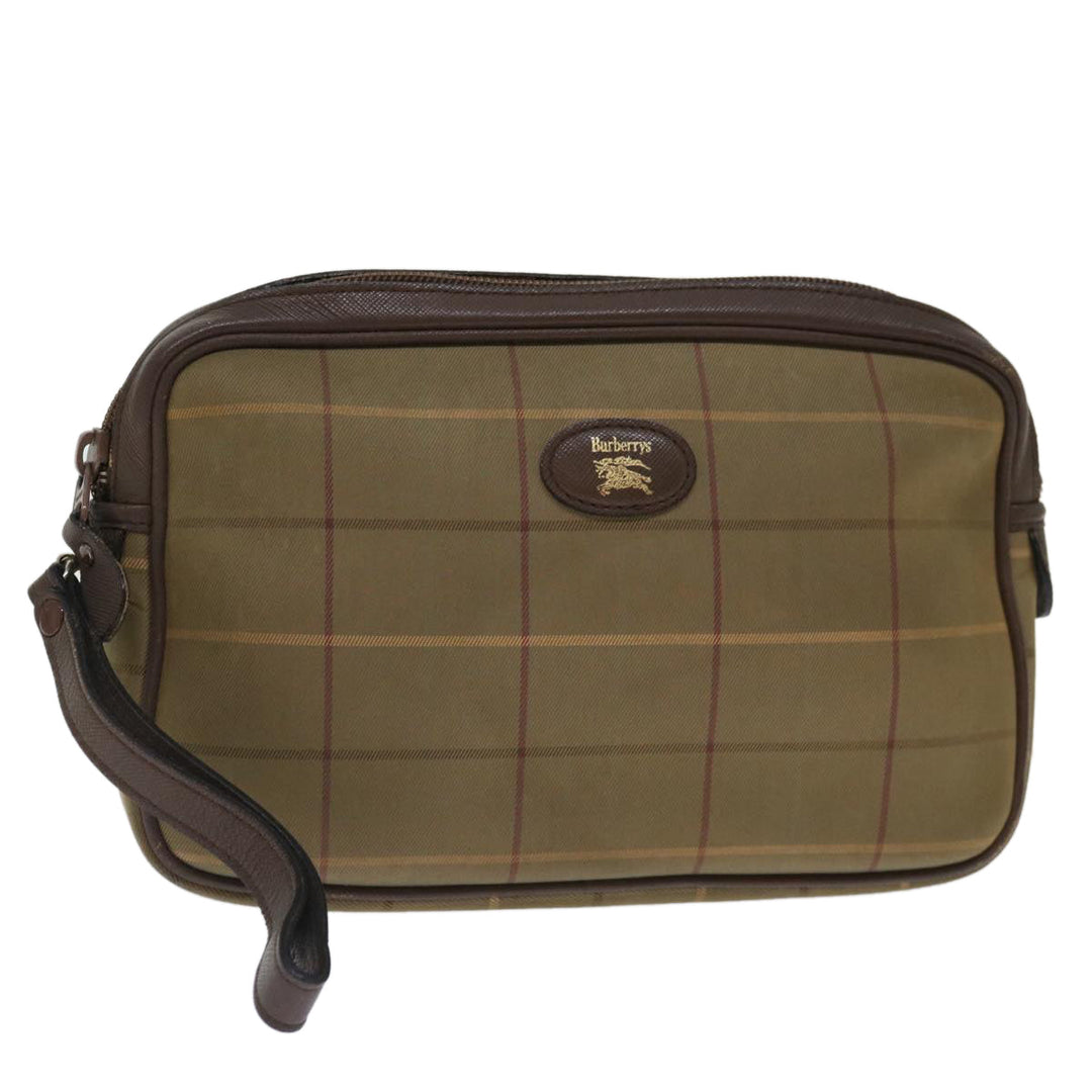 BurberrySs Nova Check Clutch Bag Canvas Beige Auth ac2857